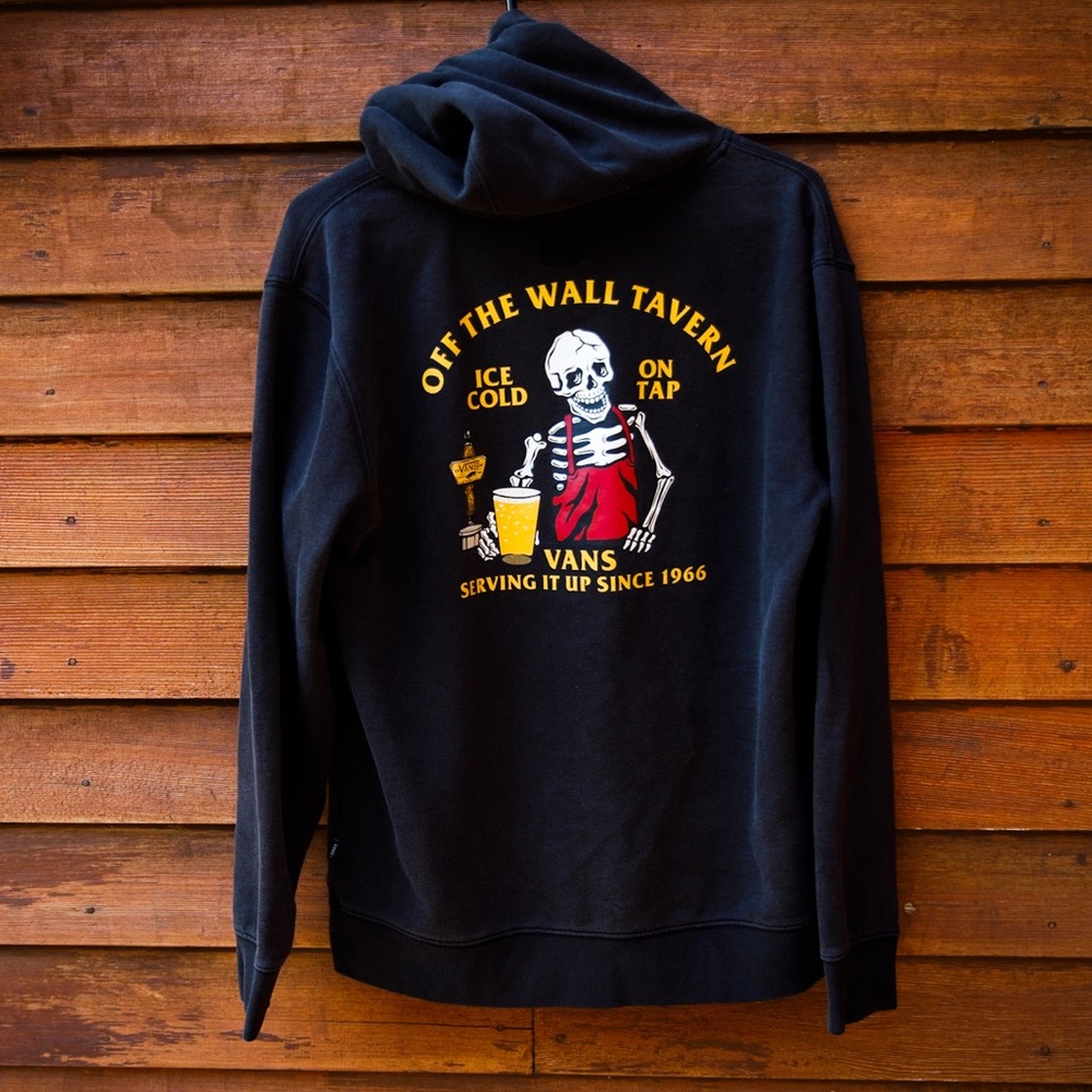 Vans Black Hoodie with Skeleton Graphic